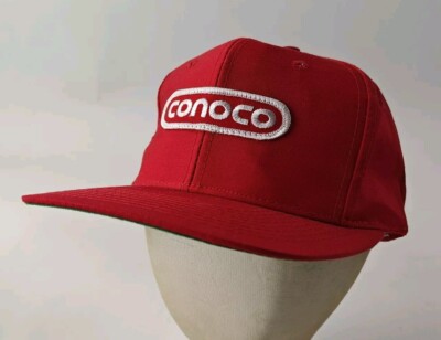 Vintage Conoco Red Embroidered Snapback Hat Cap