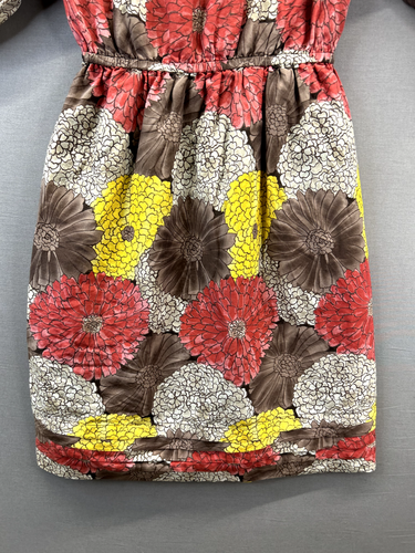 Juicy Couture Womens Brown Mini Dress Floral Long Sleeve Scoop Neck Size S - Picture 2 of 12