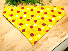 Lady Bug Dog Bandana OVER THE COLLAR Slide Slip on Bandanna Ladybug Bandanas