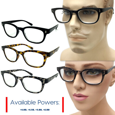 Men Women High Power EXTRA STRENGTH Reading Reader Glasses 4.00 4.50 5.00 6.00