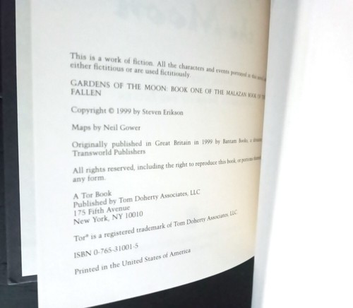 GARDENS OF THE MOON by Steven ERIKSON 1999 HC TOR BCE MALAZAN Book of Fallen - 第 4/9 張圖片