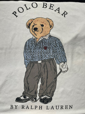RARE! GUC RALPH LAUREN *Polo BEAR Large BEACH TOWEL Vintage GOLF 