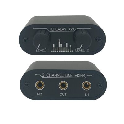 2 Way Audio mixer 3.5mm Un-powered mixer, 2to1 Stereo aux line level control X21