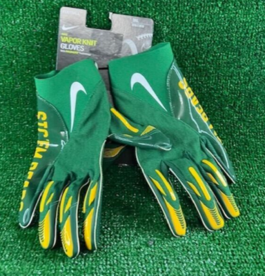 Men Nike Baylor Bears PE Vapor Knit Green Football Gloves DX4905 312 Size  3XL