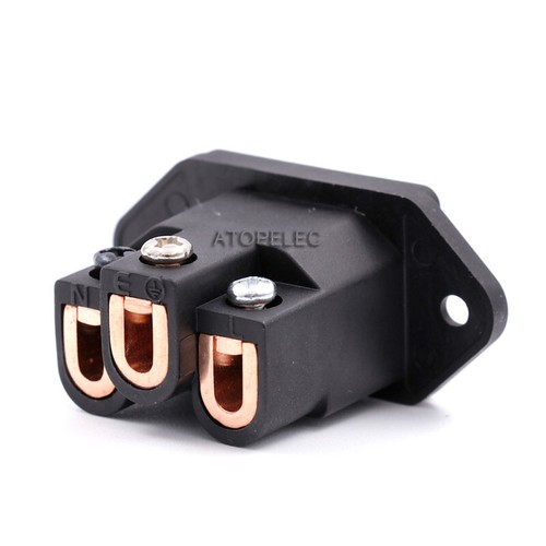 VIBORG Gold/Rhodium Plated Pure Red Copper Mains AC Power IEC Inlet Socket V06B - Picture 3 of 5