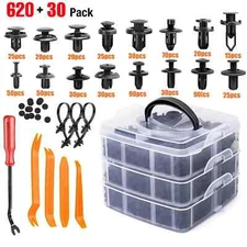 650 PCS Car Retainer Auto Fasteners Push Trim Plastic Clips Pin Rivet Bumper Kit