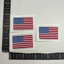 3 TINY USA FLAG PATCHES Thin Label Style Sticker 3 Patch Lot S13X