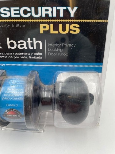 Ultra Security Plus bed&bath door knob Grade 3 Round-Black #134878 - Picture 3 of 5