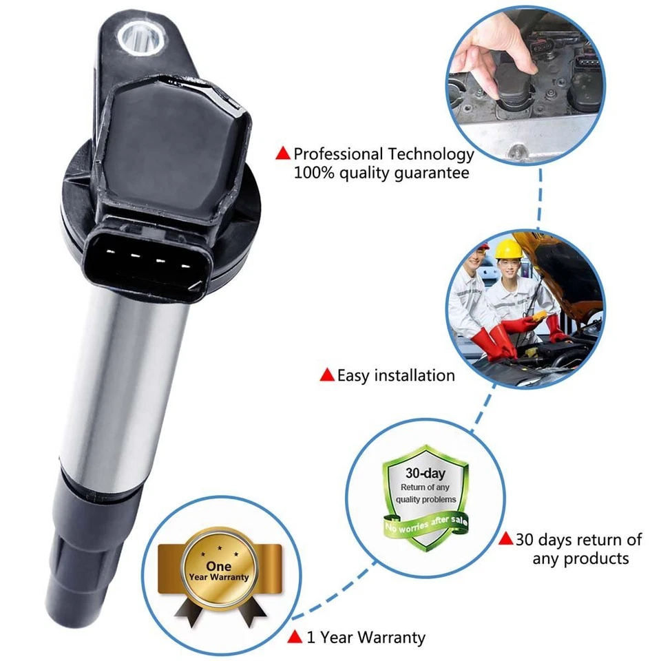 Paquete de 4 bobinas de encendido para Toyota Corolla Prius Matrix Scion xD 2008-19 1,8 L UF619 Foto 3 de 4