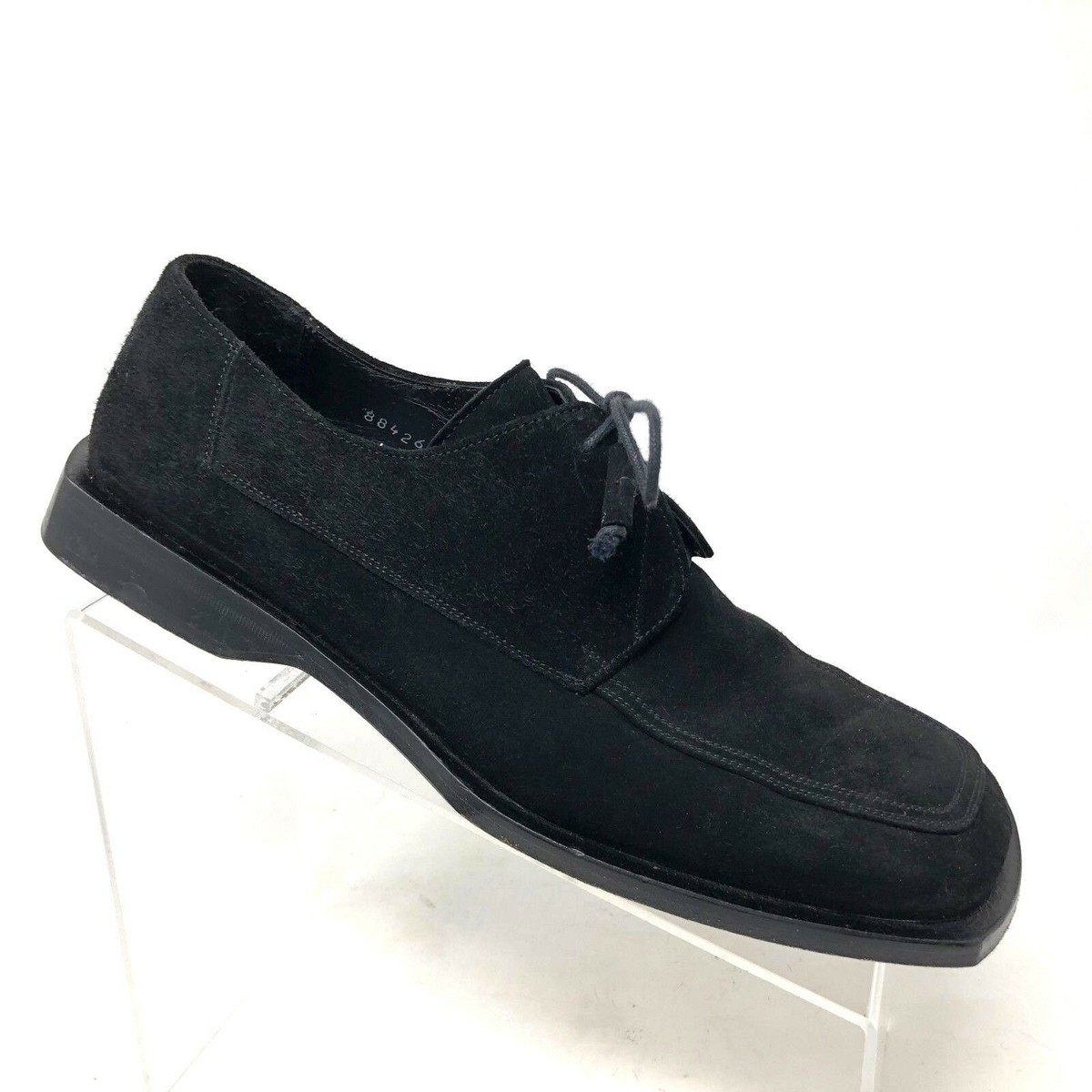 Mezlan Suede Oxford Mens Size Square Apron Toe Black Lace Up Dress Shoe