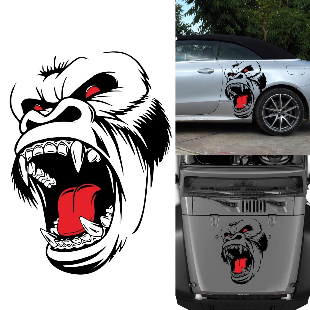 Car Side Door Hood Vinyl Decals Horror Ape Graphics Stickers Decor Waterproof