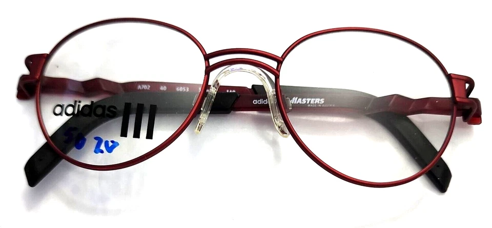 Adidas A702 6053 Rojo Metal Negro Marco de Anteojos Redondo 50-20 140 Austria Nuevo Foto 2 de 4