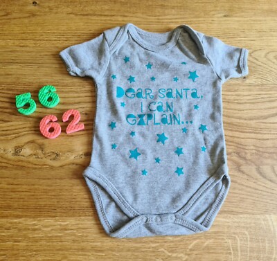 Baby Kurzarm-Body ''Dear Santa ... I can explain ... / Weihnachten'' Gr. 56/62 NEU