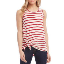 NEW KAREN KANE WHITE RED STRIPES COTTON TOP BLOUSE SIZE L $69