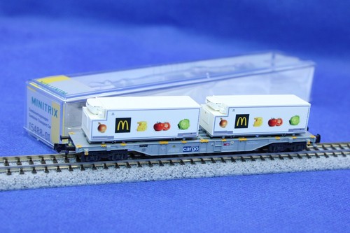 Minitrix 15488-01 SBB Containertragwagen"Mc Donald" in grau/Neu/OVP | Condition: Neu