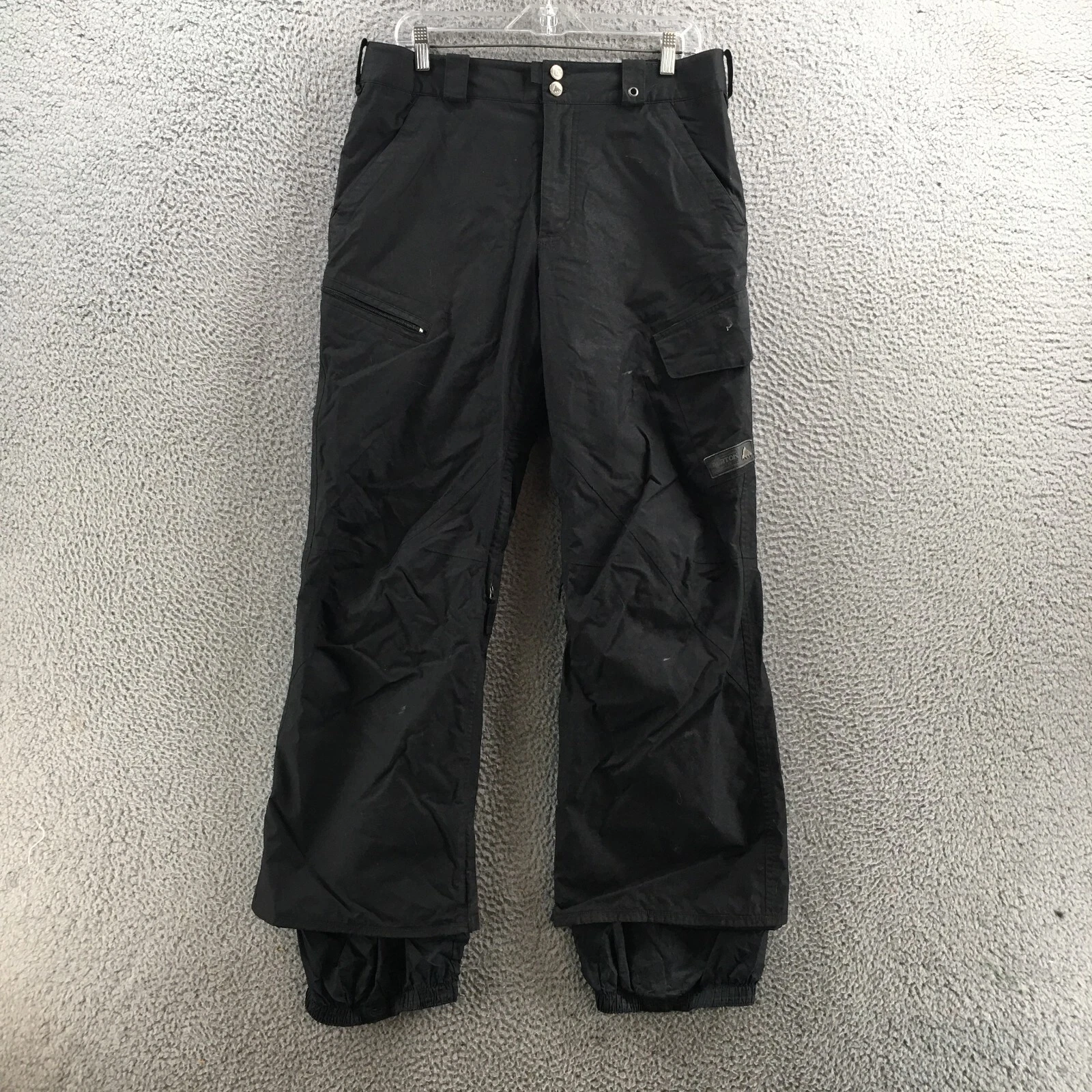 Burton Snow Pants Mens M (actual 34x33.5) Black Mid Rise Flat Front Button Zip