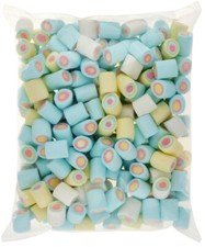 CIRCLE WHITE BLUE MARSHMALLOWS RETRO SWEETS PARTY BAG HMC CERTIFIED HALAL