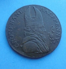 1790's Cronebane Irish Miners Arms Halfpenny Token, Undated, as shown.