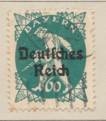 Bavaria Optd German Reich 1920 60pf Used Stamp A29P9F31554