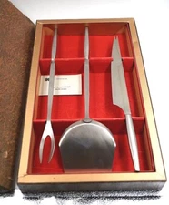 Vintage Kalmar Design Italy Mid Century Modern Stainless Steel 3pc. Barbecue Set