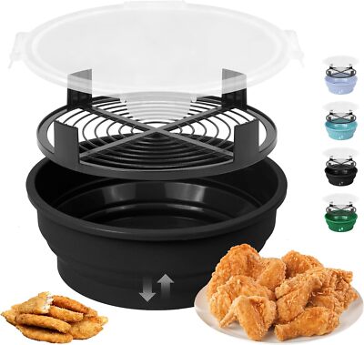 Collapsible Batter Bowl with Lid, No Mess Muticolor Breader Shaker Bowl Black