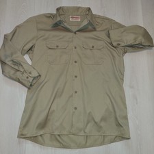 Vintage Dickies Shirt Men 17/17.5 32/33 Beige Workwear Long Sleeve Made In USA