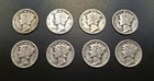 Lot Of 8 Mercury Silver Dimes - Assorted Dates, Years 1926 - 1937