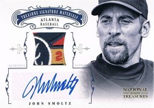 2012 JOHN SMOLTZ National Treasures Signature Material Prime Autograph Patch 25