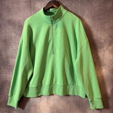 Varley DoubleSoft Half Zip Sweatshirt Green XL Pullover Mock Neck Long Sleeve
