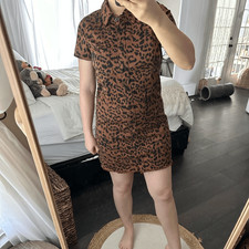 Show Me Your Mumu Women’s Small Mumu Blue Cyrus Mini Dress Bronze Leopard New NW