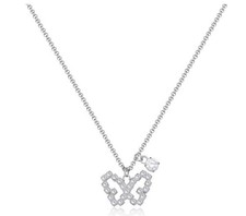 Collana S'AGAPO Twinkle SWN09 in acciaio 316L con pendente farfalla e cristalli