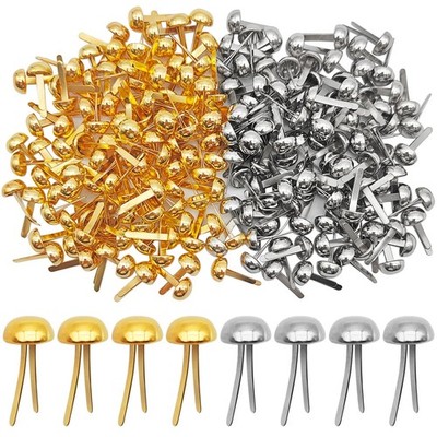 200 Pcs 1/2 Inch Brass Paper Fasteners, 7 MM Head, Mini Brad Round Fastener...