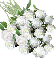 16PCS Artificial Silk Flowers Faux Roses Bouquet Long Stem for Home Wedding Deco