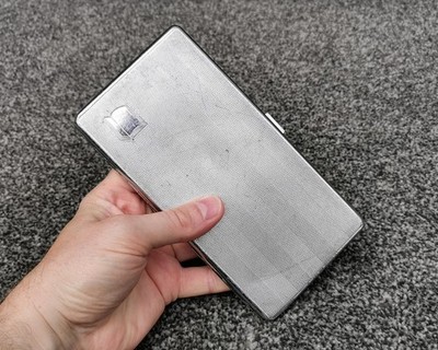 Großes Junge Sylva Chrom Zigaretten Etui von EMU Motor gedreht Design Vintage 50er