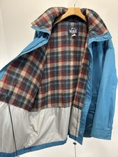 Vtg Woolrich Parka Jacket Large Wool Flannel Lined Hood In Collar Made USA Blue
