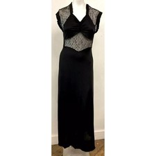 Vtg Luxite by Holeproof Long Nightgown S Black Lace Ruffle Chemise Whimsigoth