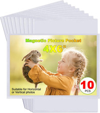 10PCS White Magnetic Picture Frames for 4 X 6'' Photos,Magnetic Pocket Picture F