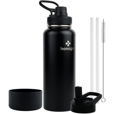 honogo 40 oz Double Wall Insulated Sports Water Bottle for 40 Ounces, Black 