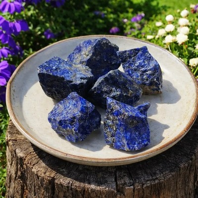 Raw Lapis Lazuli, Stone Blue Rough Crystal Healing Mineral Specimen Collection