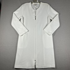 Diamond Tea Long Sleeve Zipped Robe Zip Womens XS White Cozy Pockets 37  Long