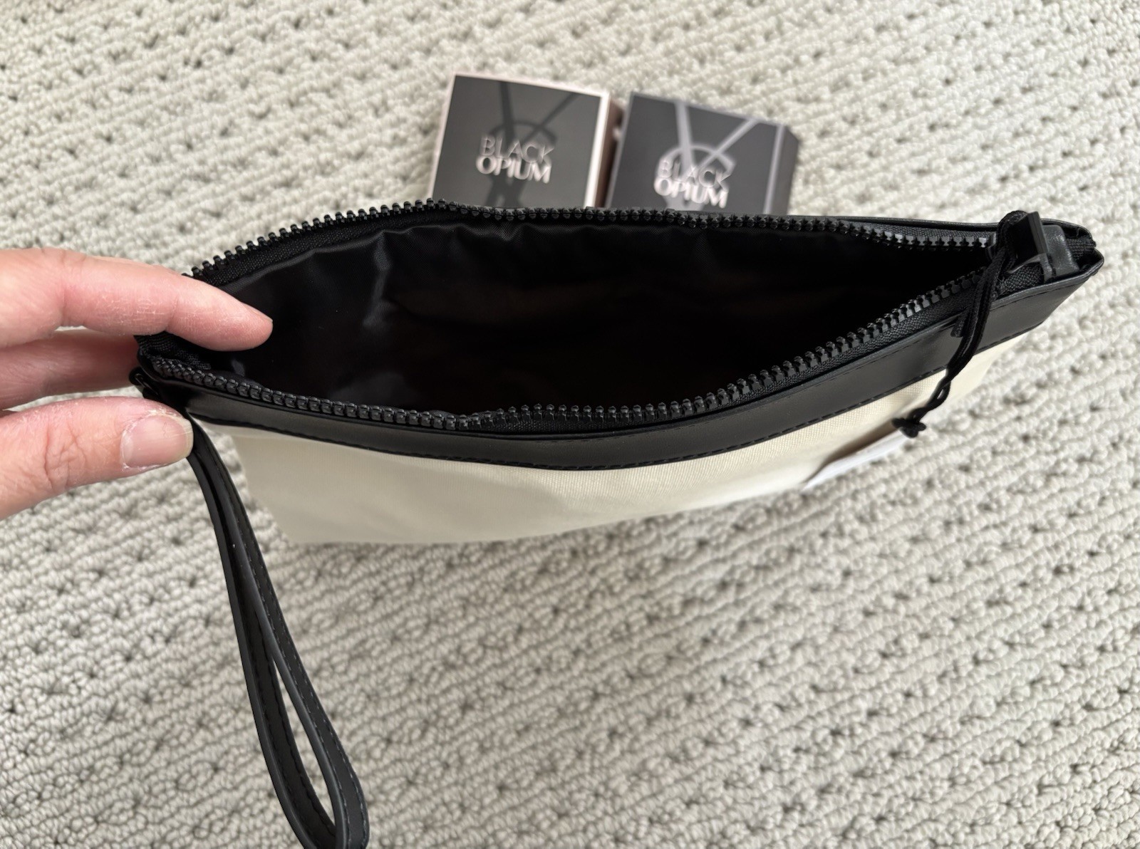 Borsa cosmetica YSL Yves Saint Laurent da polso bellezza zip trucco pochette con campione