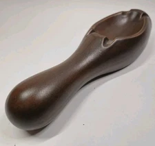 Vintage Bowling Pin Ceramic Ashtray Faux Wood Grain Finish Trinket Key Dish 