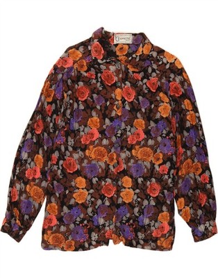 Vintage Damen Shirt UK 14 Large bunt geblümt BQ04