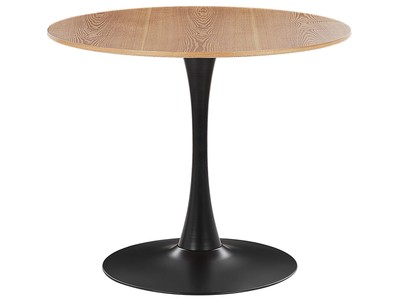 Esstisch heller Holzfarbton / schwarz 90 cm rund MDF-Platte Metall Boca