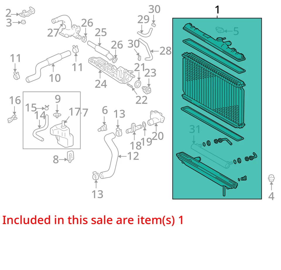 Радиатор Lexus 3,0 л толщина 16 мм оригинальный 1640020130 подходит для LEXUS RX300 1999-2000 - Изображение 4 из 4