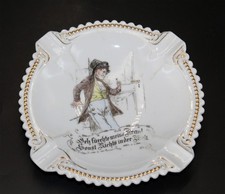 sch&ouml;ner alter Aschenbecher " Silesia " Schlesien um 1900 Humor, Karikatur