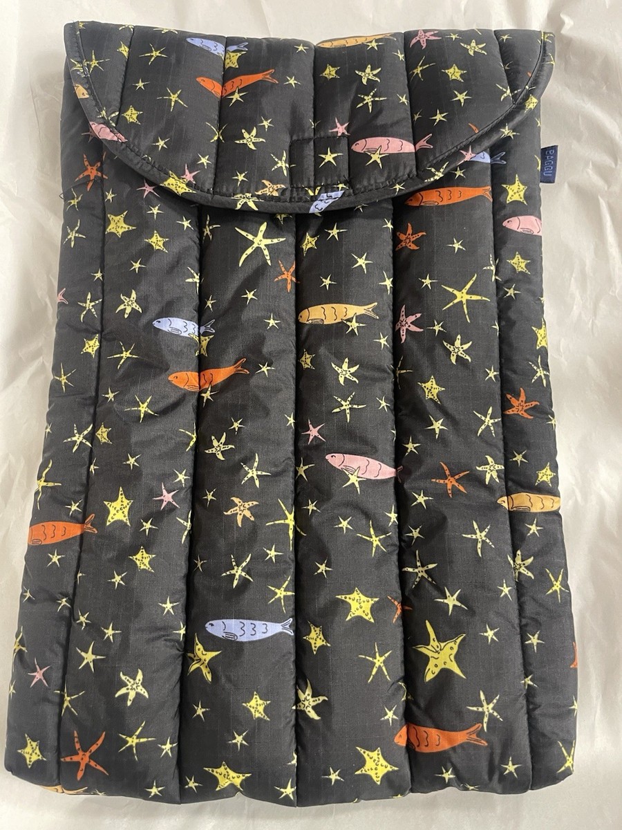 New Authentic BAGGU 16 Inch Puffy Laptop Sleeve Starfish Fish NWT
