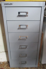 BISLEY 6 Drawer Silver Grey Metal Filing Cabinet. Used VGC 