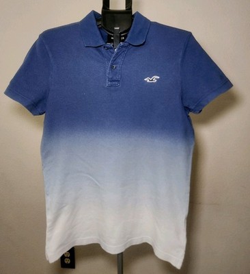 Hollister Epic Flex Men's Stretch Polo Shirt Short Sleeve Ombre Blue/White S