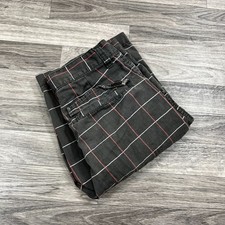 VANS High Rise Flat Front Brown Plaid Skateboarding Cargo Shorts Boy's Size 14